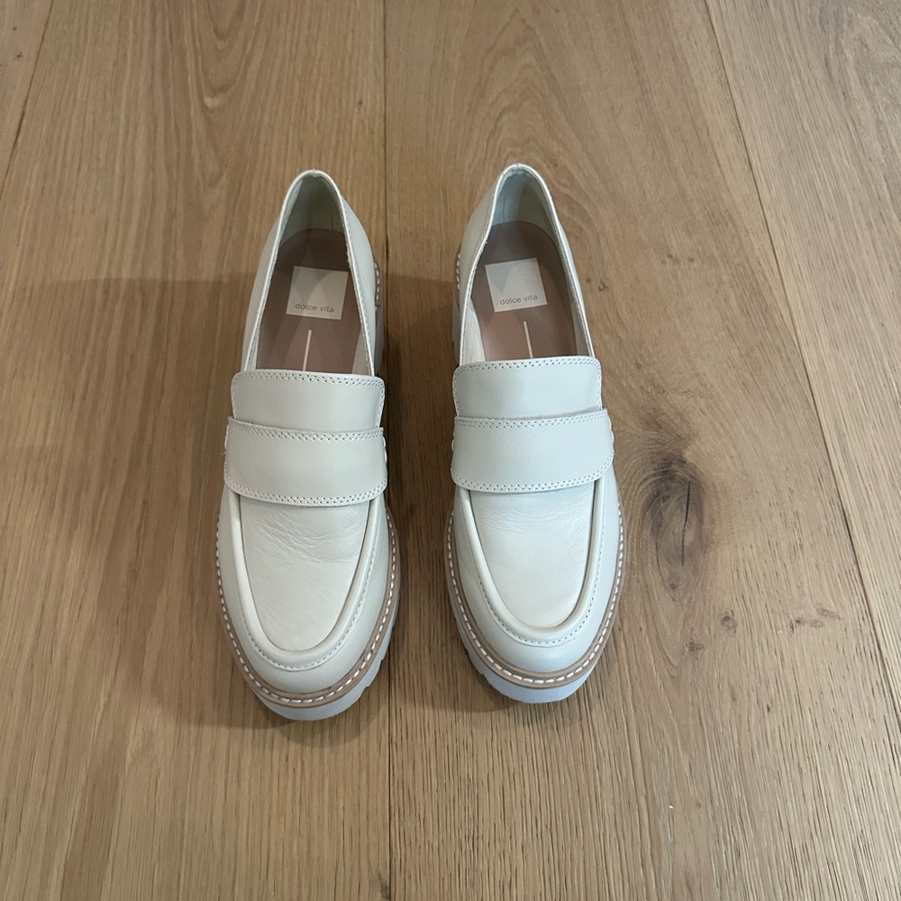 Dolce Vita Cream Leather Penny Loafers